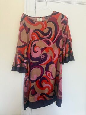 Vintage Multicolor Swirl Shift Dress